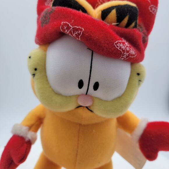Garfield Christmas 11" Santa Hat Suction Cup Plush Stuffed Animal Russell Stover - Picture 4 of 7